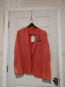 NUEVO CON ETIQUETAS RNT 23 Para Hombres XL Naranja Abrigo Deportivo 100% Algodón Blazer Abotonado Mangas Largas - Imagen 1 de 14
