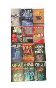 Lot X 12 Vintage Horror Novels-Michael Crichton, John Saul, Peter Straub, Clancy - Imagen 1 de 3