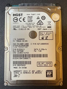 HGST, 1 TB, 5K1000-1000, HTS541010A9E680, S/N: D82H5ASD, DISCO DURO SATA - Imagen 1 de 1