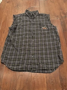 Harley-Davidson Hemd Herren XL kariert ärmellos Cut Off Biker Hog Flanell - Bild 1 von 10