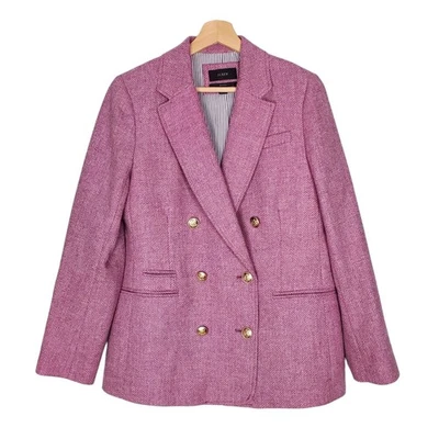 Blazer J Crew Bristol Doble Pecho Lila Espiga 100% Lana BK012 Talla 6 Foto 1 de 4
