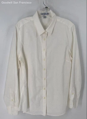 Camisa para mujer Port Authority blanca de mezcla de algodón manga larga con botones talla grande Foto 1 de 4