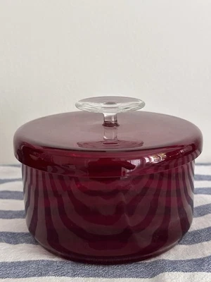 SF HIRSCHBERG Wilhelm Braun-Feldweg (?) Bonbonniere Keksdose rubinrot Glas 60er - Bild 1 von 4