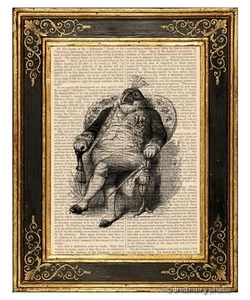Peacock Nobleman Art Print on Vintage Book Page Home Office Hanging Decor Gifts - Picture 1 of 3