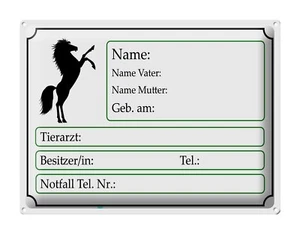 Blechschild Spruch 40x30cm Pferde Name Vater Mutter geb. am Deko Schild tin sign - Bild 1 von 5