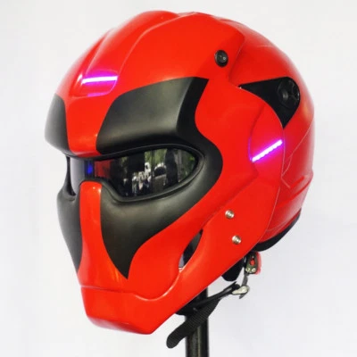 CUSTOM RED BLACK DEADPOOL HELMET CASCO MOTORCYCLE ABS AUTO COSPLAY BIKE NOVELTY - Image 1 of 4