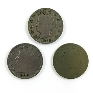 Liberty Head V Nickels 1906 1907 1912 USA 5 Cent Münze LOT - Bild 1 von 7