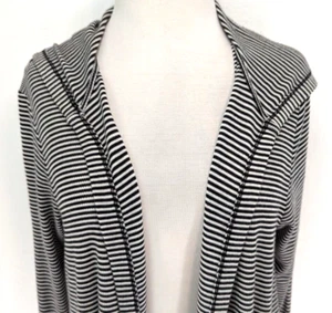 PHILOSOPHIE M Damen gestreifter offener Kapuzenpullover mit Taschen EUC - Bild 1 von 6
