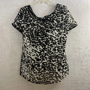 Walter Silk Sheer Blouse Top Womans 6 Geometric Multicolor Short Sleeve Pullover - Picture 1 of 10