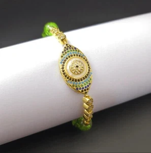 Peridot Style Evil Eye Bracelet Wristband See Eye of Providence Women Jewellery - Picture 1 of 6