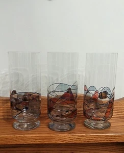 Milano Romanian Mosaic Stained Glass Footed Glasses Drinkware Set of 6 - Picture 1 of 22