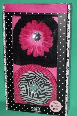 JUEGO DE 2 SOMBREROS DE GANCHILLO DILLARD BABY ESSENTIALS BEBÉ NIÑA TALLA 0-6 MESES A 12 LB NUEVO Foto 1 de 4