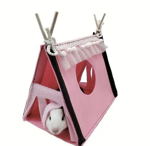 Small Pet Hide Felt Tent Hamster Guinea Pig Pink Color - Picture 1 of 5