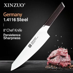 Nuovo Coltello Professionale Santoku Verdure 8'' Coltello Chef Acciaio Inox Tedesco - Foto 1 di 9