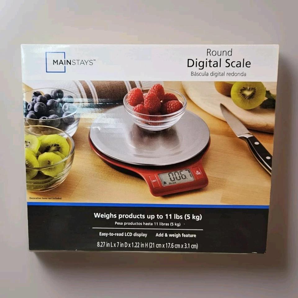 Mainstays Digital Glass Scale Weighs up to 11lbs Antimicrobial Surface M49a