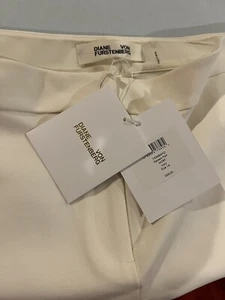 $268 DIANE Von FURSTENBERG “Genesis” Trendy +Sleek Ankle Crop Dress Pants -Ivory - Picture 1 of 11