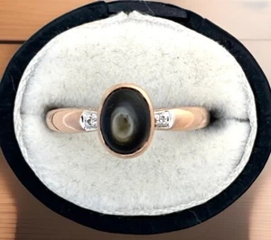 Star Sapphire Ring with Diamonds- 9ct Rose/Pink Gold Ring 2.01 grams - Size M - Picture 1 of 4
