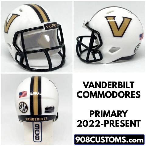 Custom Pocket Pro Helmet NEW NCAA Vanderbilt Commodores White Alternate 2022 Cover