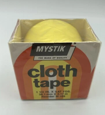 1 Vintage Mystik  Gold Plastic Coated Waterproof Cloth Tape Roll New In Package - Image 1 of 4