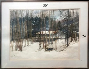 R. Weideman :Contemporary Watercolor Mountain House - Picture 1 of 11