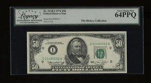 DBR 1974 $50 FRN Minneapolis Fr. 2118-I Legacy 64 PPQ Serial I01490052A - Picture 1 of 2