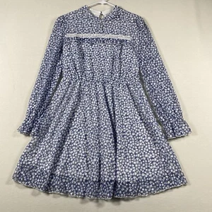 NWT Allegra K Lace Dress Women’s Size M Blue Floral Dress Long Sleeve Baby Doll - Picture 1 of 14