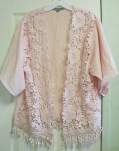 Kate & Mallory Tejida Kimono Manga Abierta Frente Crochet Cardigan Talla M - Imagen 1 de 8