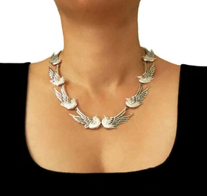 Maria Belen Taxco Long Sterling 925 Silver Lovebird Dove Bird Necklace - Picture 1 of 7