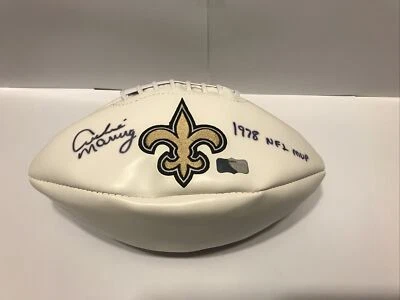 Fútbol americano firmado por Archie Manning White New Orleans Saints 1978 NFL Jugador Más Valioso Radtke Certificado de autenticidad Foto 1 de 4