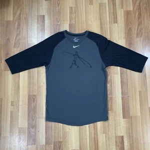 Nike Shirt Mens Small Gray Black Baseball Centered Swoosh Mid Sleeve Athletic - Picture 1 of 8