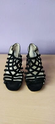 Women's SAM & LIBBY Black Strappy Slingback Heels Fabric Upper Leather Sole 8M - Image 1 of 4