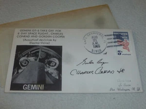 SIGNED FDC COVER GEMINI GT-5 CHARLES CONRAD GORDEN COOPER AUTOGRAPHED 1965 AUTO - Picture 1 of 3