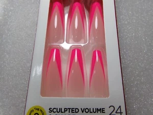 KISS NAILS GLUE ON EXTRA LONG - Shiny Neon Pink Sculpted - Bild 1 von 4