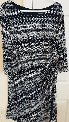Vestido Tahari blanco y negro para mujer manga larga 16W Foto 1 de 4