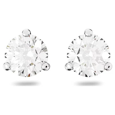 Pendientes Swarovski Solitario Corte Redondo, Blanco, Chapado en Rodio -1800046 Nuevo Foto 1 de 4