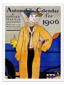 VINTAGE AUTOMOBILE Wall Decor, Art Nouveau 1906 Car Poster -Unframed- PRINT - Picture 1 of 3