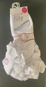 Ankle Socks White With Lace UK 4-5 Eur 13-15 Pack of 3 Cotton Rich A10 - Picture 1 of 4