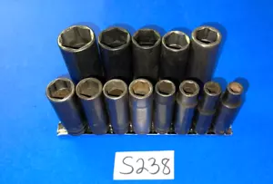 SNAP-ON TOOLS 13 PIECE 1/2 DRIVE SAE. DEEP SOCKET SET 6 POINT 3/8 - 1-1/4 - Foto 1 di 19