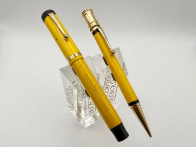 PARKER СТАРШИЙ DUOFOLD РЕДКАЯ МАНДАРИН ЖЕЛТЫЙ ПЕРЬЕВАЯ РУЧКА И КАРАНДАШ КОМПЛЕКТ НОВОМ F 14K - Изображение 1 из 4