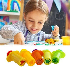 5pcs Kid Plasticine Squeeze Toy Playdough Set Dough Extruder Tool Random Color - Foto 1 di 7