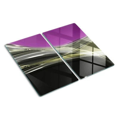 Copri Piano Cottura Fornelli Tagliere 2x30x52cm Onda d'argento Vetro Temperato - Immagine 1 di 4