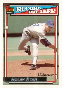 #004 RANGERS # NOLAN RYAN RECORD BREAKER BASEBALL CARD TOPPS GOLD WINNER 1991 - Bild 1 von 2
