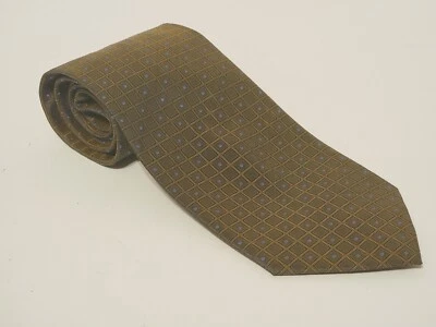 Corbata hecha a mano Roberto Villini Collezione para hombre 100 % seda dorada y azul iridiscente B Foto 1 de 4