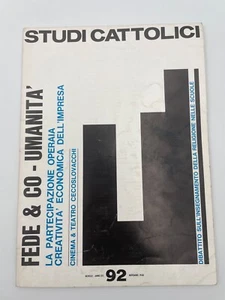 Studi Cattolici N. 92 1968 Fede & Co Umanità La partecipazione operaia creativi - Imagen 1 de 3