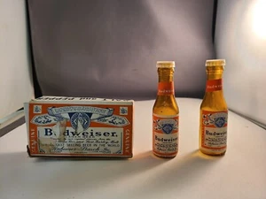 Vintage Budweiser Salt & Pepper Shakers, Glass Bottles in Original Box - Picture 1 of 3
