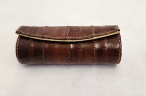 Custodia rossetto vintage pelle d'anguilla marrone con specchio made in Korea - Foto 1 di 6