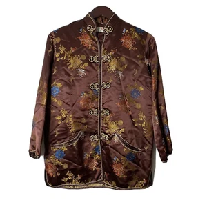 VTG Foxy Squirrel Asian Style Jacket Size M Floral Toggle Scorpion Buttons PJ - Picture 1 of 12