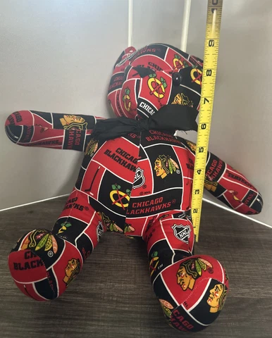 NHL Chicago Blackhawks Custom Hand Made Fabric Firm Fill 10' Plush Teddy Bear Cover
