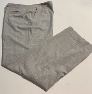  David Brooks Grey Stripe Designer Plus Size Pants Slacks Trouser 18 Orig. $110 - Imagem 1 de 4