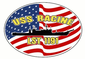 USS RACINE LST 1191 decalcomania ovale/adesivo militare USN U S Navy S07 - Foto 1 di 1